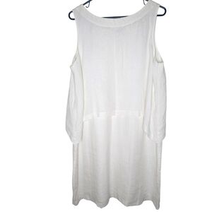 J Jill Pure Jill White Linen Sleeveless Scoop Neck Layered Midi Lagenlook Dress